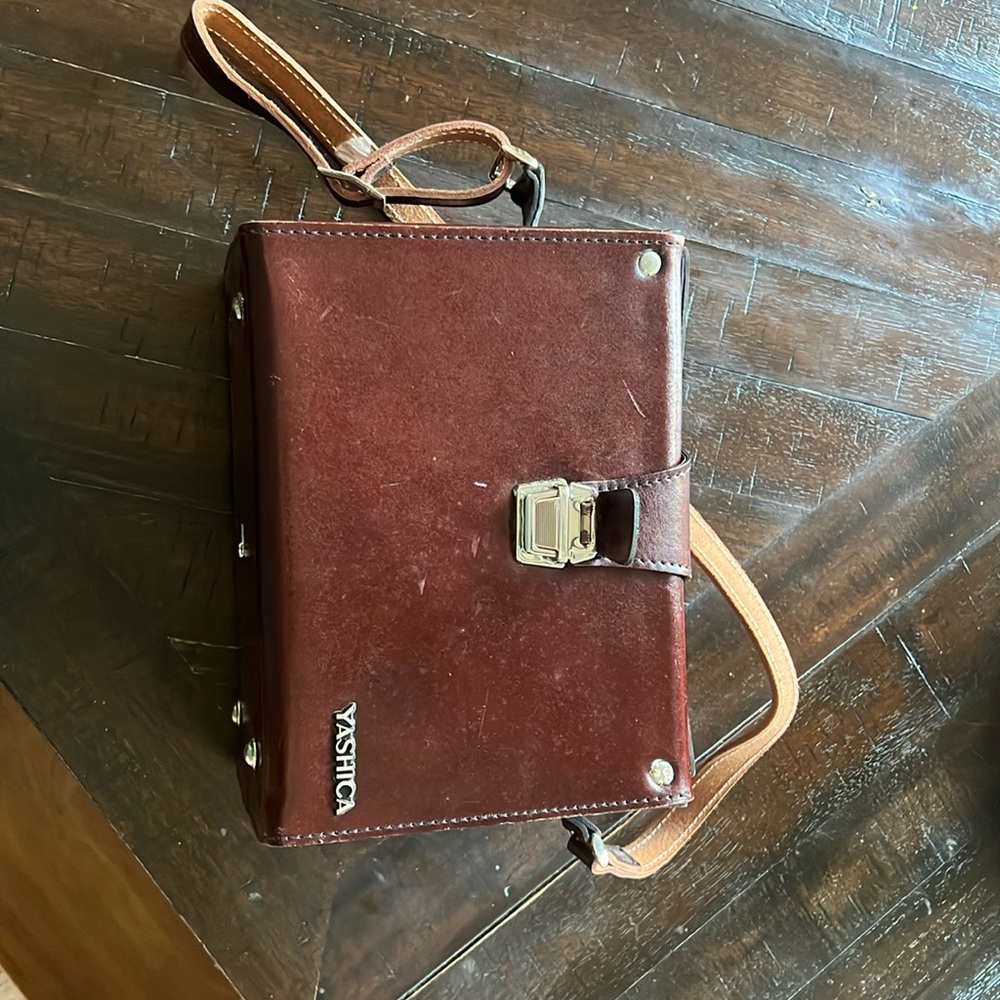 Vintage Yashica Camera Bag Leather Like Covering Snap Close